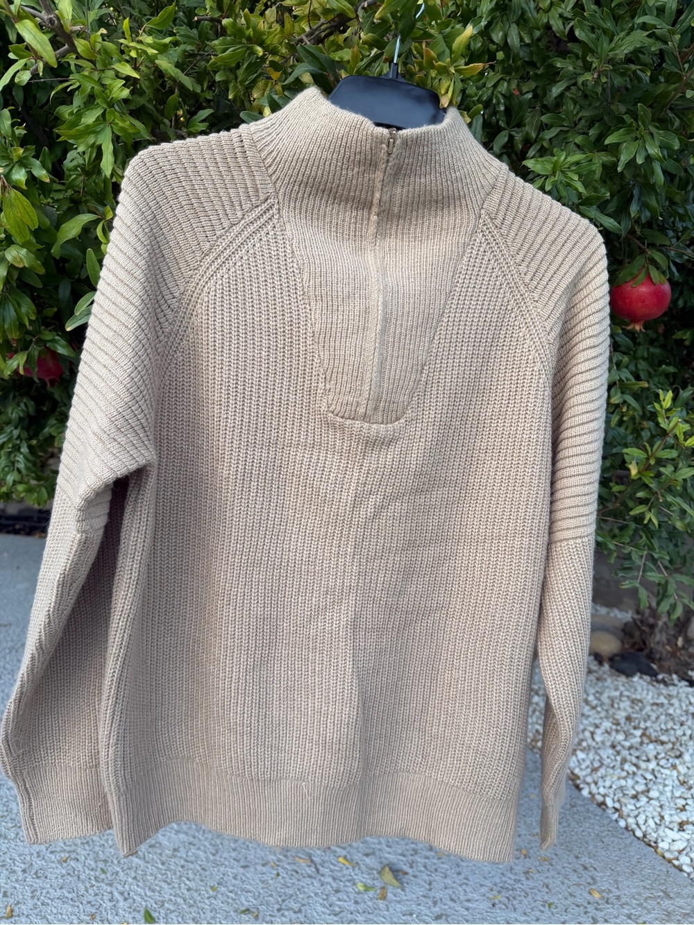 NEW Women Half-Zip Ribbed Knit Sweater XL